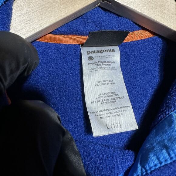 Patagonia Sweater Kids L (12) Blue Synchilla 1/4 Snap-T Pullover Pocket 65740 - Picture 4 of 15